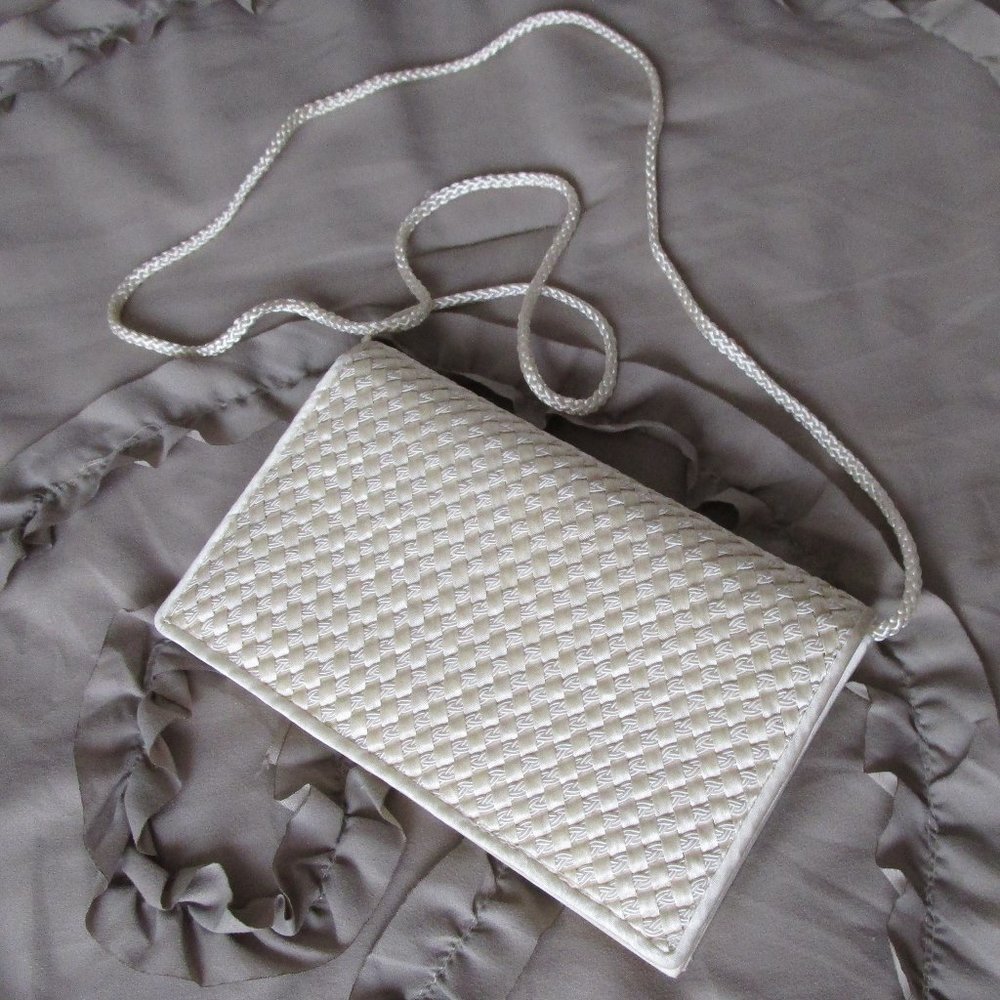 white satin purse